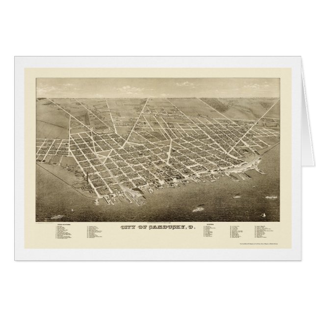 Sandusky, OH Panoramic Map - 1883 (Voorkant Horizontaal)