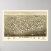 Sandusky, OH Panoramic Map - 1883 Poster (Voorkant)