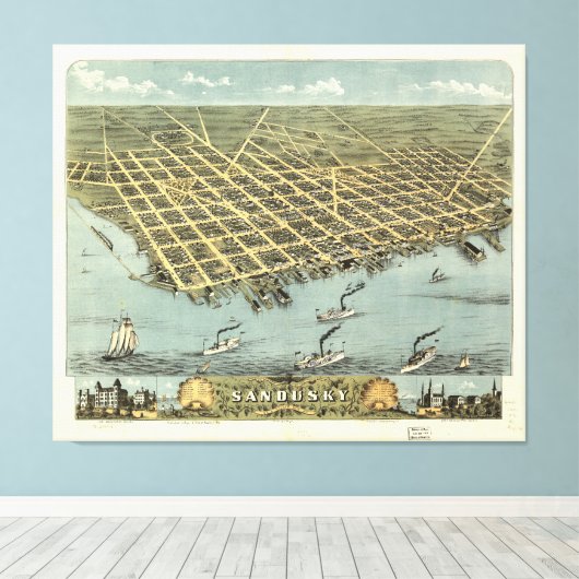 Sandusky, Ohio (1870) Canvas Afdruk (Insitu (Houten vloer))
