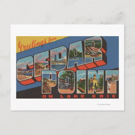 Sandusky, Ohio - Lake Erie - Cedar Point Briefkaart (Voorkant)