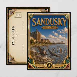 Sandusky Ohio Vintage Art Deco Gouden Tijdperk Briefkaart