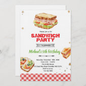 Sandwich Birthday Party Invitation Kaart (Voorkant / Achterkant)