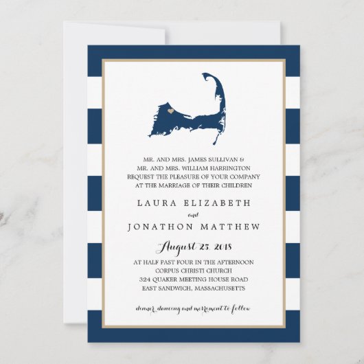 Sandwich Cape Cod Map met hart | Weddenschap Kaart (Voorkant)