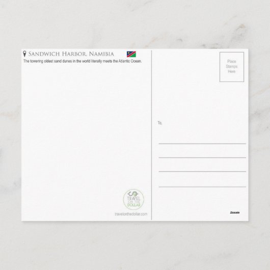 Sandwich Harbour, Namibië Briefkaart (Achterkant)