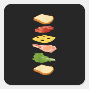 Sandwich met brood vierkante sticker