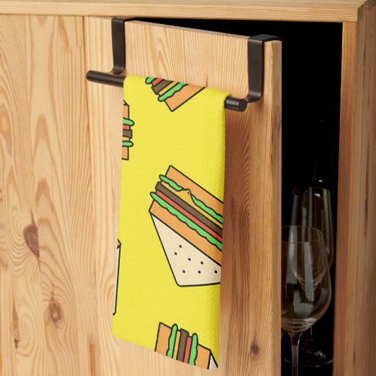 Sandwich Seamless Pattern | Sandwich Puns | Sandwi Theedoek (Derde Gevouwen)