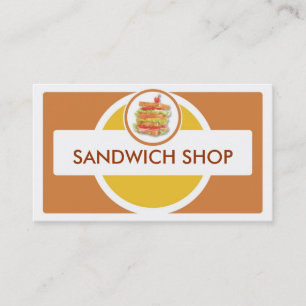 Sandwich shop simple carte de visite jaune brun