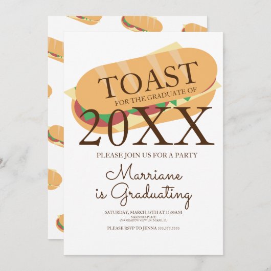 Sandwich Sub Brunch Graduation Invitation (Devant / Derrière)