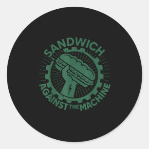 Sandwich Tegen De Machine Voor Mannen Vrouwen Ronde Sticker