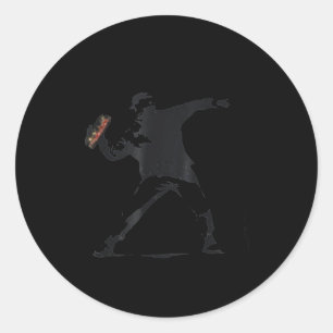 Sandwichman, Sandwich Tossende Man Ronde Sticker