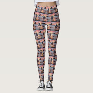 Sandy American Staffordshire Hond op Strand Zonson Leggings