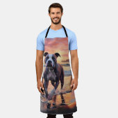 Sandy American Staffordshire Hond op Strand Zonson Schort (Gedragen)