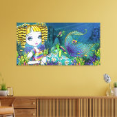 "Sandy" Arc-en-ciel Sirène enveloppé toile Imprime (Insitu(Salon))