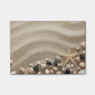 Sandy Beach Background with Shells and Starfish Post-it® Notes