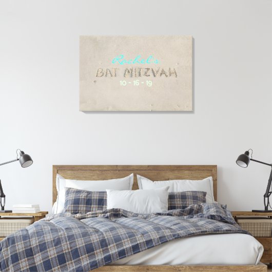 SANDY BEACH Bat Mitzvah Memory Inlogbord Canvas Afdruk (Insitu (Slaapkamer))