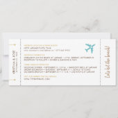 Sandy Beach Boarding Pass Ticket Save Date Card Aankondiging (Achterkant)