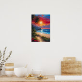 Sandy Beach en Azure Zee Poster (Keuken)