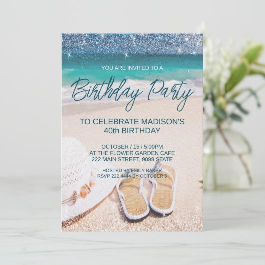 Sandy Beach Invitation d'anniversaire (Debout devant)