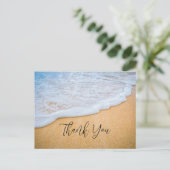 Sandy Beach met Foamy Surf Bedankt Briefkaart (Staand voorkant)