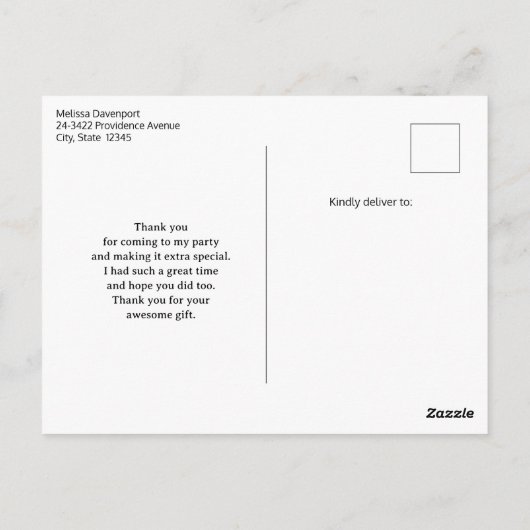 Sandy Beach met Foamy Surf Bedankt Briefkaart (Achterkant)