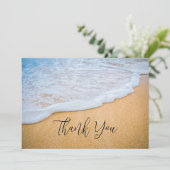 Sandy Beach met Foamy Surf Foto Bedankkaart (Staand voorkant)