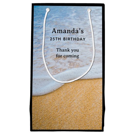 Sandy Beach met Foamy Surf - Verjaardag Dank u Klein Cadeauzakje (Voorkant)