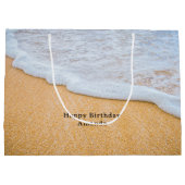 Sandy Beach met Foamy Surf Verjaardag Groot Cadeauzakje (Achterkant)