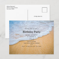 Sandy Beach met Foamy Surf Verjaardag