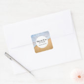 Sandy Beach met Foamy Surf Wedding Dank u Vierkante Sticker (Envelop)