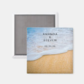 Sandy Beach met Foamy Surf Wedding Save the Date Magneet (Voorkant / Achterkant)