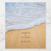 Sandy Beach met Foamy Surf Wedding Wijn Etiket (Enkel label)