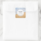 Sandy Beach met Foamy Surven Business Vierkante Sticker (Tas)