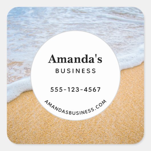 Sandy Beach met Foamy Surven Business Vierkante Sticker (Voorkant)