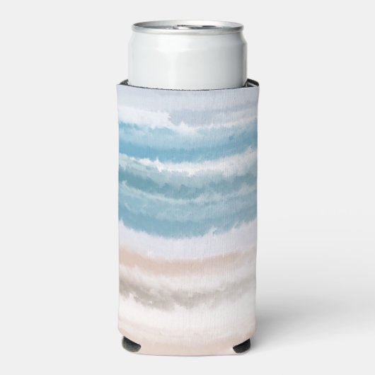 Sandy Beach Ocean Waves Abstracte Waterverf (Seltzer Voorkant)