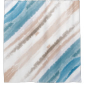 Sandy Beach Ocean Waves Abstracte Waterverf Douchegordijn (Voorkant)