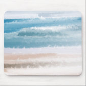 Sandy Beach Ocean Waves Abstracte Waterverf Muismat (Voorkant)