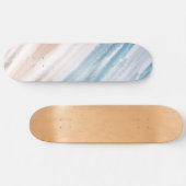 Sandy Beach Ocean Waves Abstracte Waterverf Skateboard (Horizontaal)