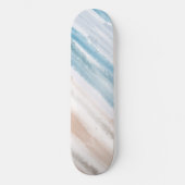 Sandy Beach Ocean Waves Abstracte Waterverf Skateboard (Voorkant)