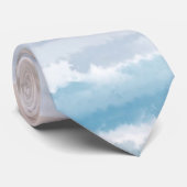 Sandy Beach Ocean Waves Abstracte Waterverf Stropdas (Opgerold)