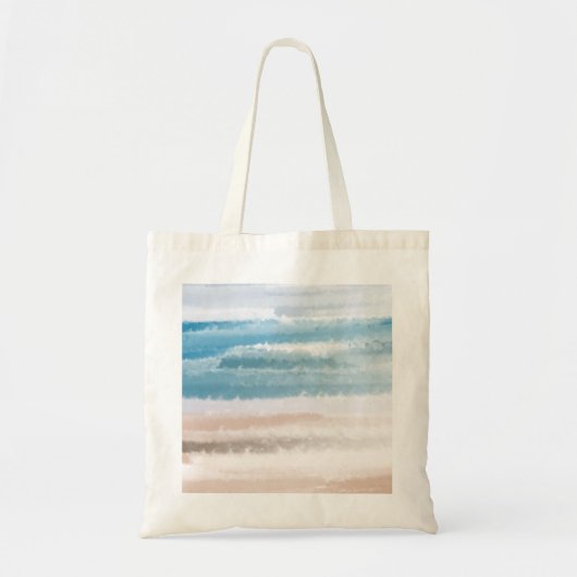 Sandy Beach Ocean Waves Abstracte Waterverf Tote Bag (Voorkant)