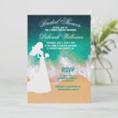 Sandy Beach Ocean Waves Bridal Shower Feestdagenkaart (Staand voorkant)