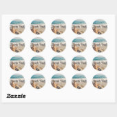 Sandy Beach Ocean Waves Starfish Bedankt Ronde Sticker (Vel)