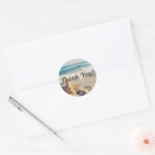 Sandy Beach Ocean Waves Starfish Bedankt Ronde Sticker (Envelop)