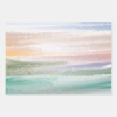 Sandy Beach Ocean Waves Sunset Abstracte Waterverf Inpakpapier Vel (Voorkant)