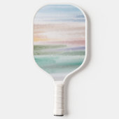 Sandy Beach Ocean Waves Sunset Abstracte Waterverf Pickleball Paddle (Achterkant)