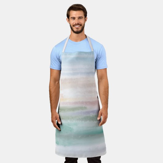 Sandy Beach Ocean Waves Sunset Abstracte Waterverf Schort (Gedragen)