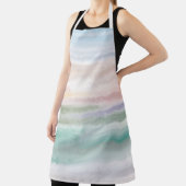 Sandy Beach Ocean Waves Sunset Abstracte Waterverf Schort (Insitu)