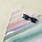 Sandy Beach Ocean Waves Sunset Abstracte Waterverf Strandlaken (In situ)