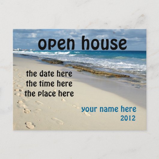 Sandy Beach Open House briefkaart (Voorkant)
