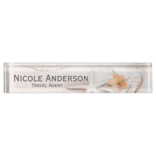 Sandy Beach Sea Shells Hibiscus Personalized Naambordje